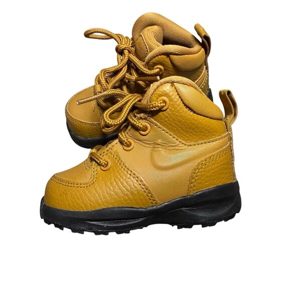 Nike Manoa LTR Toddler 4C High Top Hiking Boot Lace Up Wheat Black BQ5374-700 - Picture 2 of 8